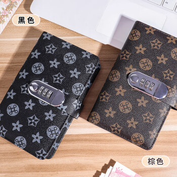 递乐 现金存钱本密码锁收纳袋大容量理财手账防水收纳册收藏册存钱夹皮革纸币存钱袋50页 70895黑色