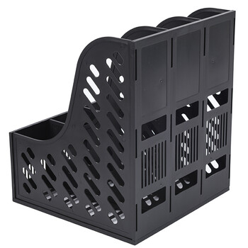 递乐 加厚加固三联文件框/文件栏/文件架/资料架/三栏文件筐 办公用品 1829黑色