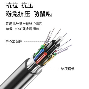 博扬 GYTS铠装单模室外光缆 6芯光缆 六芯光缆通信光缆 层绞式室外架空/管道 2000米 BY-GYTS-6B1.3-2KM