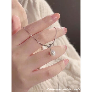 碧允s925银淡水珍珠绳结项链女轻奢小众简约气质设计感锁骨链饰品珍珠