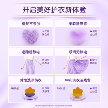 金纺衣物护理剂薰衣草2KG+金纺柔顺剂400g*2袋 去静电 不伤衣