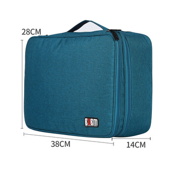 BUBM 证件收纳包居家庭用超大容量多功能收纳袋档案票据文件户口本护照多层整理盒 双层墨绿色JTB