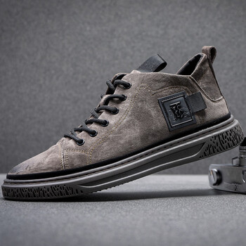 oekeng欧美潮牌男鞋秋季2023新款潮鞋简约防滑高帮鞋男士板鞋百搭潮流