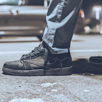 女鞋trevis scott × air jordan 1 low倒钩休闲鞋 dm7866-001 黑武士