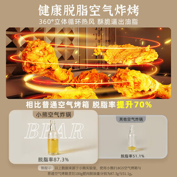 小熊（Bear）电烤箱家用空气炸烤箱空气炸锅烤箱一体机蒸汽烤炸循环热风免翻面18L 可视窗口 DKX-F18G5 