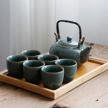 中国景德镇茶器8点セット手工陶瓷 诚德轩景德镇陶瓷整套茶具高端8头粉彩盖碗成套组手绘影姿卓然