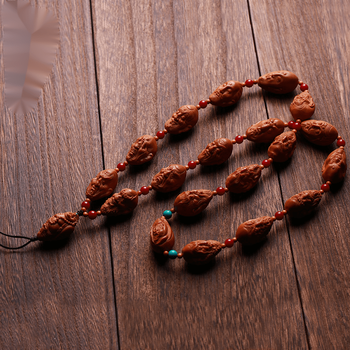 橄榄核脖挂项链 单面十八罗汉长串项链挂件橄榄胡核雕男文玩脖挂南工