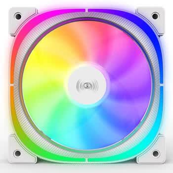 超频3（PCCOOLER）EF120 白色 ARGB 12CM机箱风扇（双光圈/减震低噪/PWM智能/5V神光同步/配螺丝）