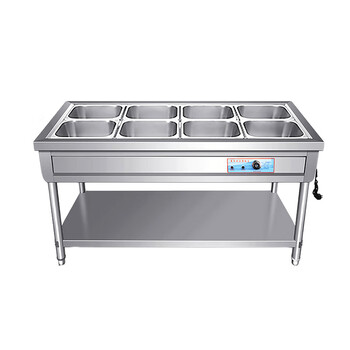 mnkuhg  商用不锈钢保温蒸菜台售饭台加热汤池炉食堂移动快餐车粥车