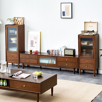 天茂森实木电视柜客厅组合茶几北欧地柜现代简约小户型矮柜边柜电视柜