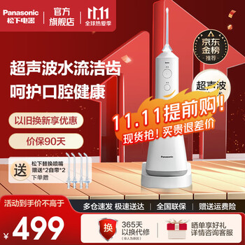 松下(Panasonic) 冲牙器 洗牙器 水牙线 牙齿清洁器 全身水洗防水洁牙器 超声波水流冲洗器 生日礼物送男女友 EW1511(白色)