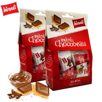 万恩利Wernli 瑞士进口迷你乔科牛奶巧克力饼干150g*2袋 休闲零食