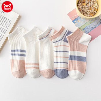 猫人短袜女夏季袜子纯棉女款超薄透气不起球夏天女士短腰袜子可爱船袜
