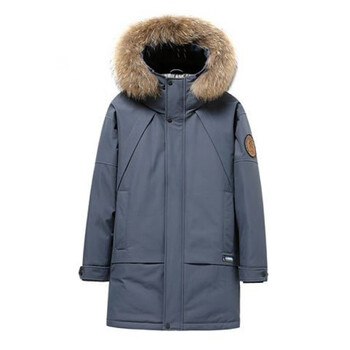 极寒大毛领加厚时尚防寒男士外套中国制造羽绒服灰蓝色3xl195斤215斤