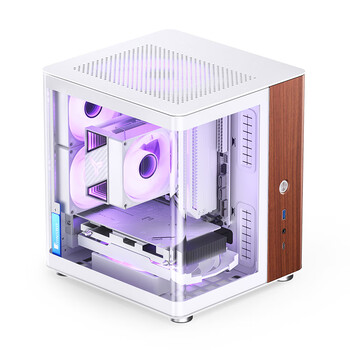 乔思伯（JONSBO）TK-0白色 双曲面海景房ITX机箱（铝合金外壳/SFX电源位/胡桃木饰板/分仓结构/立卧式摆放/Type-c）