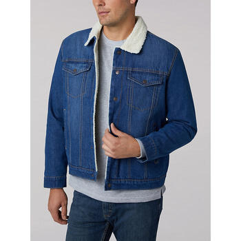 lee男士夹克常规翻领时尚保暖耐磨牛仔外套羊羔毛omk317mediumwashl