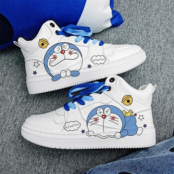回力ow联名哆啦a梦男鞋子手绘板鞋女空军一号运动鞋冬季新款 哆啦a梦
