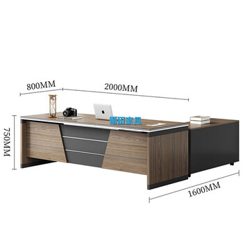 锡田家具现代简约板式大班台总裁桌时尚单人办公桌 2.0*0.8米带长柜 锡田家具现代简约板式大班台总裁桌时尚单人办公桌 2.0*0.8米带长柜