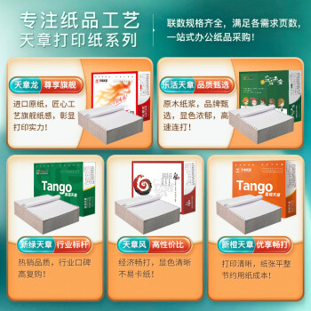 天章 （TANGO）新绿天章打印纸 一联整张针式打印纸 不撕边电脑打印纸 出入库送货清单 1000页241-1(全白)-可定制