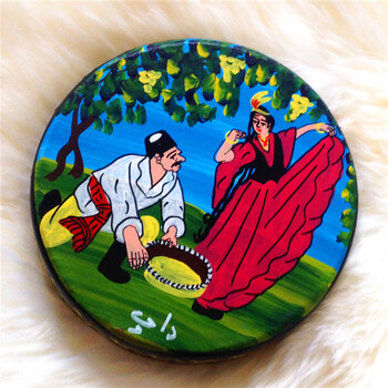 新疆民族手工乐器20厘米彩绘牛皮面手鼓新疆民族工艺品礼品