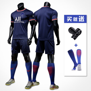 服套装30号梅西内马尔球衣男比赛训练队服 21-22巴黎主场深蓝-队徽