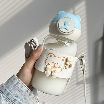 学生水杯中学生水杯女生可爱大人带吸管便携高颜值小众玻璃杯ins风