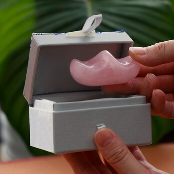 漢墨 淡粉色冰晶毛笔笔架 中国风可爱多功能水晶笔山笔搁 文房四宝礼品礼物把玩摆件礼盒装