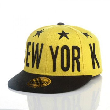 帽子女男童遮阳百搭刺绣平檐棒球帽夏星星黄色newyork210岁帽围4854cm