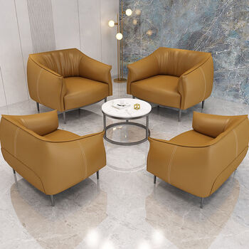 捷陆龙  办公沙发商务会客皮北欧简约现代轻奢办公室展厅单人位沙发