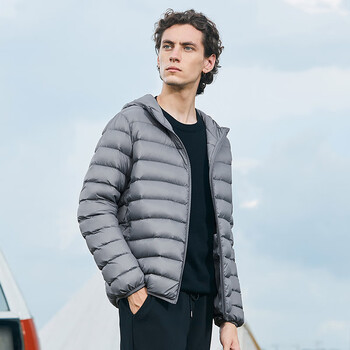 骆驼camel男装羽绒服男冬季帅气短款连帽青年轻薄外套面包服dby222063