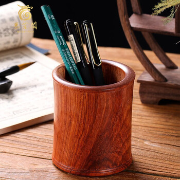 旧時友人贈送 柘植木製 筆筒 筆立 文房具 書道具 時代唐物 花梨木笔筒价格报价行情- 京东