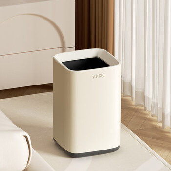 AKBK不锈钢垃圾桶15L网红奶油风家用客厅厨房轻奢酒店办公室大号方升