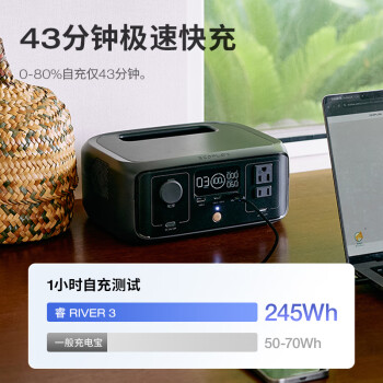 ECOFLOW正浩【宿舍好物】睿3快充移动户外电源220V 76800mAh宿舍便携开黑停电应急备用笔记本大容量充电宝