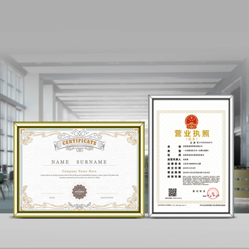 金隆兴 营业执照副本框A4相框挂墙仿铝合金画框装裱保护套工商卫生许可证书荣誉证书奖状框框架银色BB-A4