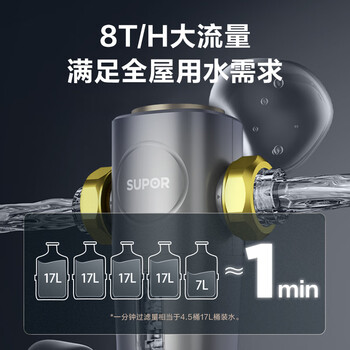 苏泊尔(SUPOR)前置过滤器全屋8T家用净水器40微米反冲洗大通量管道过滤器 全屋家用净水器QD606A 苏泊尔(SUPOR)前置过滤器全屋8T家用净水器40微米反冲洗大通量管道过滤器 全屋家用净水器QD606A