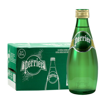 巴黎水（Perrier）法国(巴黎)含气天然矿泉水330ml*24 巴黎水原味进口气泡水 整箱装