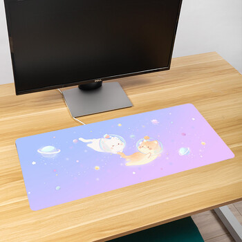 灵蛇（LINGSHE)皮质防水鼠标垫大号800MM*330MM*1.5MM办公桌垫电脑桌垫键盘垫鼠标垫  P85  快乐猫咪