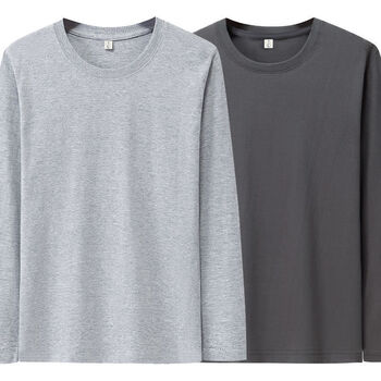春秋男士长袖t恤圆领大码男装上衣体恤中青年秋衣打底衫10灰色铁灰xl