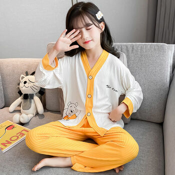 欧玉诗睡衣女童小女孩子居家服12一15岁纯棉秋季小学生长袖长裤套装