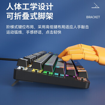 B.O.W航世G19 有线机械键盘 热插拔机械键盘 电脑办公键盘 电竞游戏键盘 87键混光键盘  茶轴 黑色