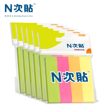 N次贴(STICKN)2400张4色便利贴分条索引便签纸76*19mm标签贴记事贴便条纸 荧光色6袋装34029-J6 N次贴(STICKN)2400张4色便利贴分条索引便签纸76*19mm标签贴记事贴便条纸 荧光色6袋装34029-J6