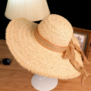 2020夏季新品拉菲草草帽沙滩度假防晒大檐帽气质手工拉菲帽子班彼凡大