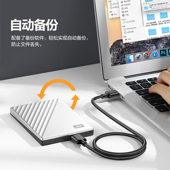 西部数据（Western Digital）移动硬盘 My Passport Ultra系列 2.5英寸机械硬盘 加密存储type-c接口 手机笔记本电脑外接 4TB银