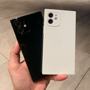 方形适用苹果11/12promax手机壳iphone78pxr全包软亮面 长方形(黑色)