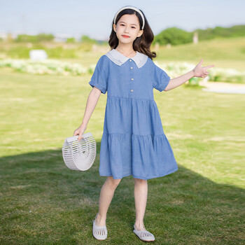 哈熙牛女童夏装连衣裙新款韩版69岁儿童洋气公主裙大童夏季时髦女孩裙