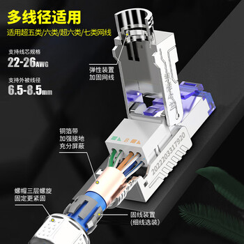 CNCOB 超六类网线水晶头免压【极速万兆】 Cat6a网络免打水晶头 1个装 CN-MD2001P-CIG