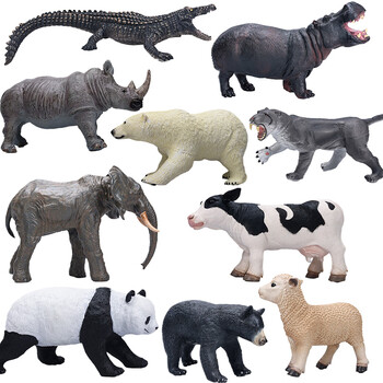 动物模型仿真犀牛大象宝宝认知软胶野生动物男孩早教儿童玩具10款套装