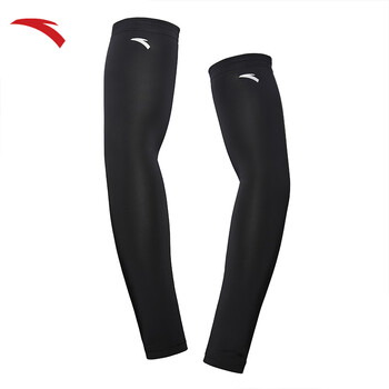 安踏（ANTA）冰袖男女通用冰丝防晒防紫外线袖套跑步骑行钓鱼护手臂 黑色L码