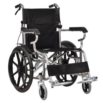 医用 手动轮椅轻便折叠老人轮椅老年人轮椅车免充气20寸中轮实心胎