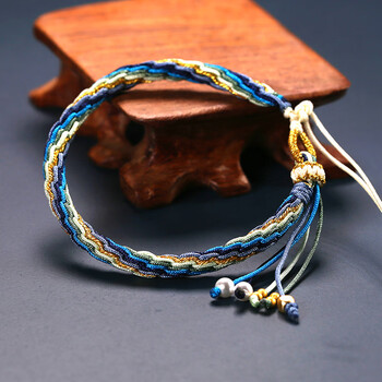 2022年新款网红手工编织轮回结半成品手绳百搭编绳女手链 蓝色